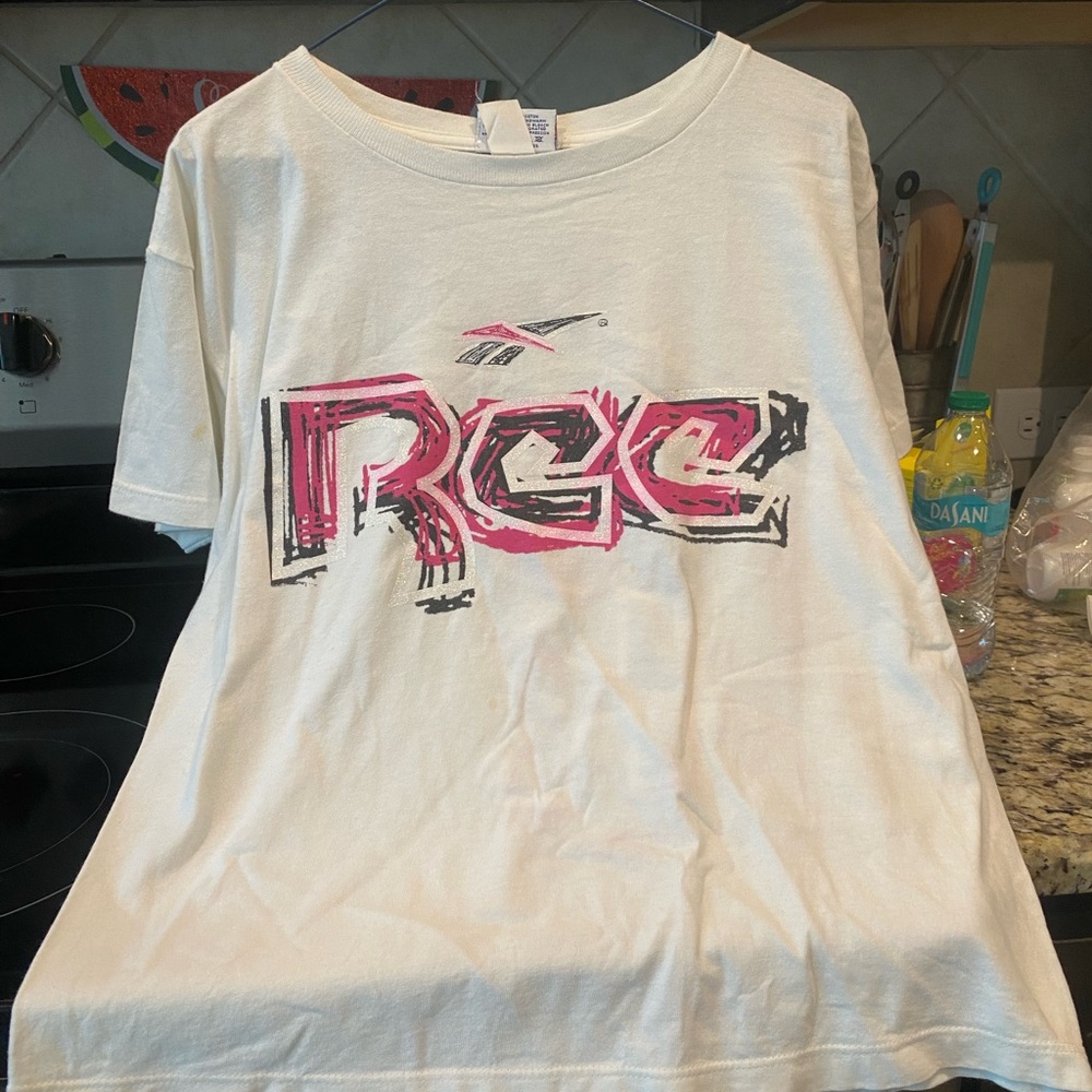 Reebok Kids White Tee with Pink and Black Graphic